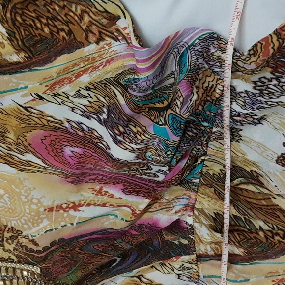 Iman Embellished Jeweled Boho Chic Balloon Sleeve Sheer Blouse Women’s Size 2X - Picture 12 of 15